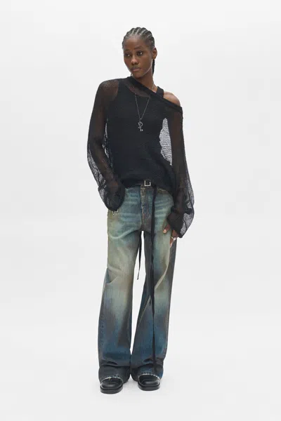Ann Demeulemeester Dolfine Bias Cut Dropped Shoulder Sweater In Black