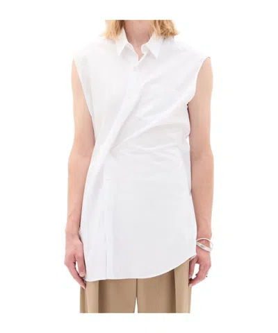 Ann Demeulemeester Dorian Sleeveless High Comfort Long Shirt In White