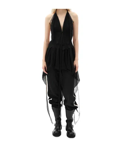 Ann Demeulemeester Dory Asymmetric Panel Top With Lace In Black