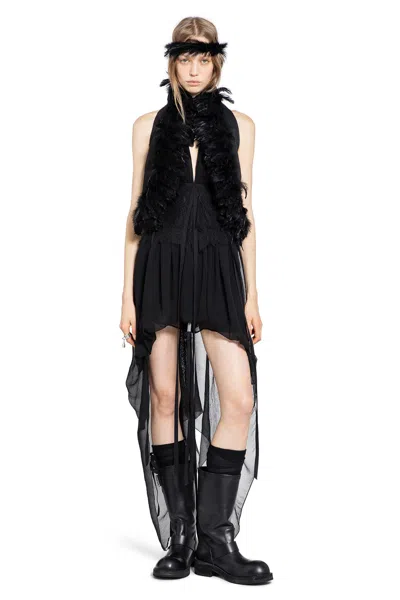 Ann Demeulemeester Dory Top In Silk Voile Crepon And Lace In Black