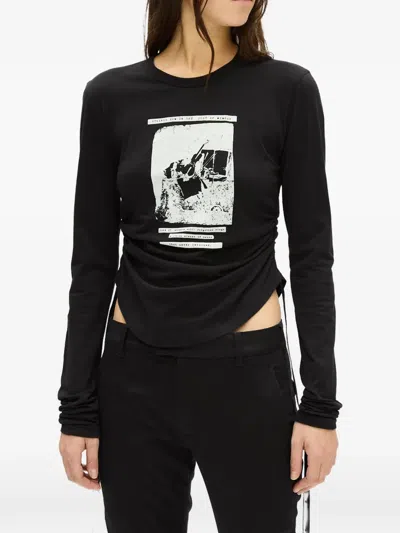 Ann Demeulemeester Dot Ruched T-shirt In Black