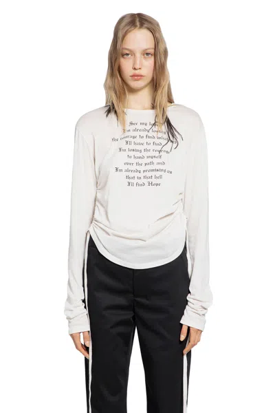 Ann Demeulemeester Dot Wrinkled Cropped Long Sleeve Top In White