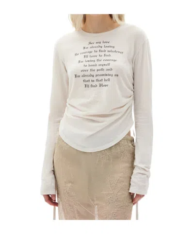 Ann Demeulemeester Dot Wrinkled Cropped Long Sleeve Top In White