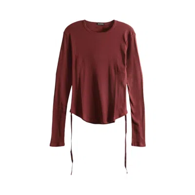 Pre-owned Ann Demeulemeester Dot Wrinkled Cropped Long Sleeves Top 'mahogany' | Red | Women's Size S