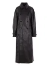 Ann Demeulemeester Double-breasted Leather Coat In Black