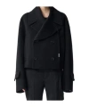 Ann Demeulemeester Double Breasted High Comfort Short Caban Bea In Black