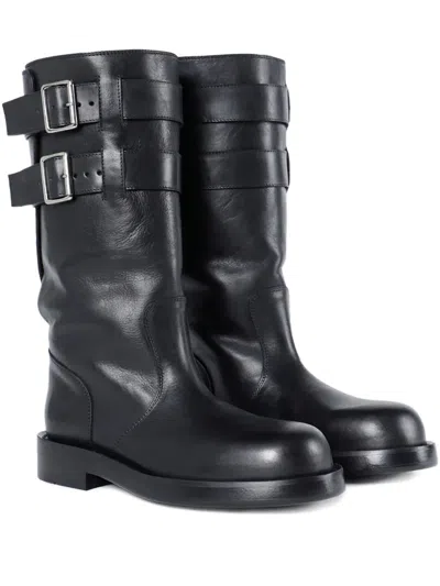 ANN DEMEULEMEESTER DOUBLE-BUCKLE CALFSKIN BOOTS