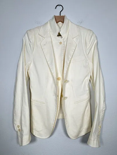 Pre-owned Ann Demeulemeester Double Button French Blazer In White