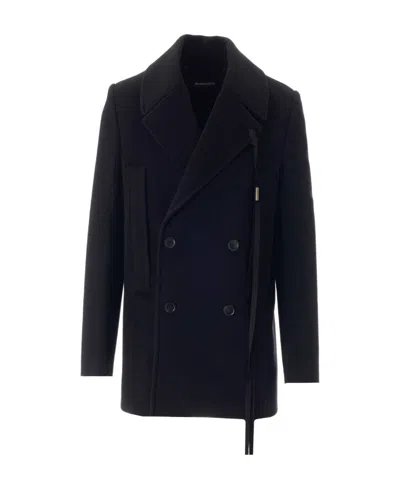 Ann Demeulemeester Double-breasted Short Coat In Black