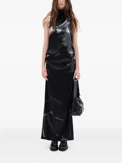 ANN DEMEULEMEESTER DOVE-PRINT HALTERNECK DRESS