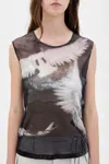 Ann Demeulemeester Doves Printed Tulle Top In Multi