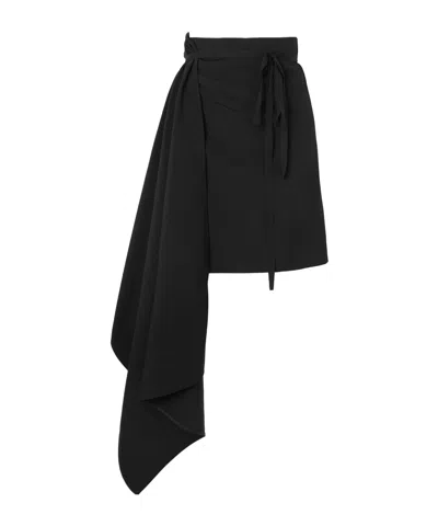 Ann Demeulemeester Draped Wool Midi Wrap Skirt In Black