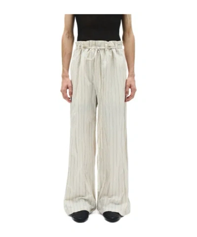 Ann Demeulemeester Kastor Wide Fit Lounge Cotton Pants In White