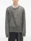 Ann Demeulemeester Drawstring Mohair-silk Sweater In Gray