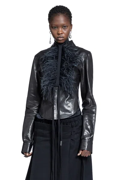 Ann Demeulemeester Drika Western Shirt In Leather In Blue