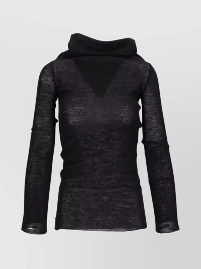 Ann Demeulemeester Drop Shoulder Knit Top Hood In Black