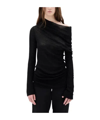 Ann Demeulemeester Drop-shoulder Long-sleeve Top In Transparent