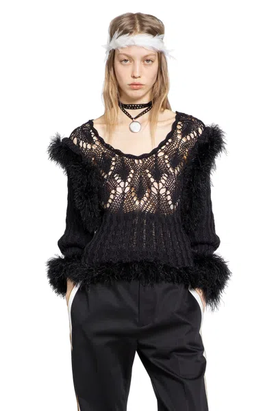 Ann Demeulemeester Dudu Scallop Collar Knitwear In Black