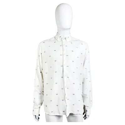 Pre-owned Ann Demeulemeester Early 2000's White Cotton Floral Pattern Buttom Up Shirt