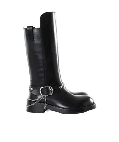 Ann Demeulemeester Edeed Belt Chains Riding Boots In Animal Print