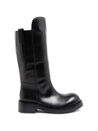 Ann Demeulemeester Edeed Leather Boots In Black