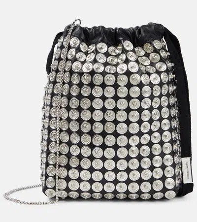 Ann Demeulemeester Edia Mini Embellished Leather Bucket Bag In Black