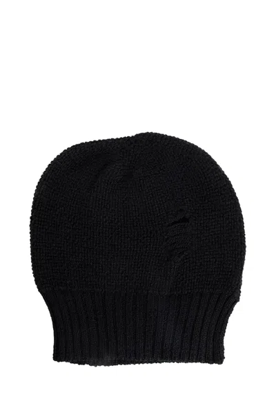 Ann Demeulemeester Edon Destroyed Seed Stitch Beanie In Black