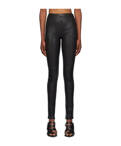 Ann Demeulemeester Black Florence Leather Legging Pants In 099 Black
