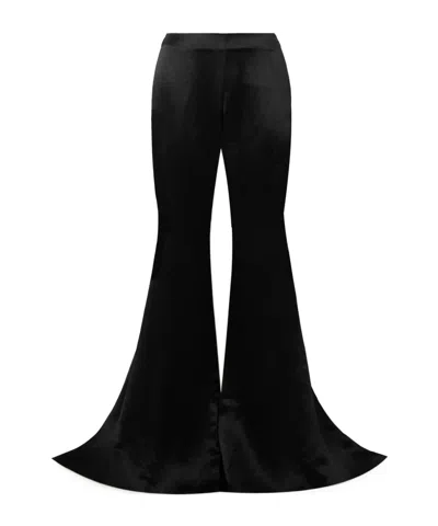 Ann Demeulemeester Elfa Satin Flared Pants In Black