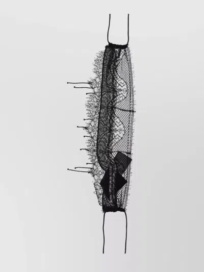 Ann Demeulemeester Embroidered Lace Cap Franges Dentelle Perlées