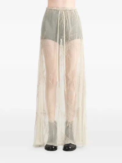 Ann Demeulemeester Embroidered Wrap Maxi Skirt In Neutral