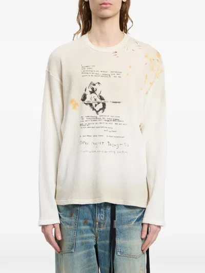 Ann Demeulemeester Emil Dear Diary Long-sleeve T-shirt In White