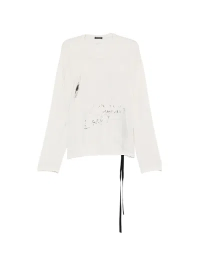 Ann Demeulemeester Emil Graphic-print Long-sleeve Top In White