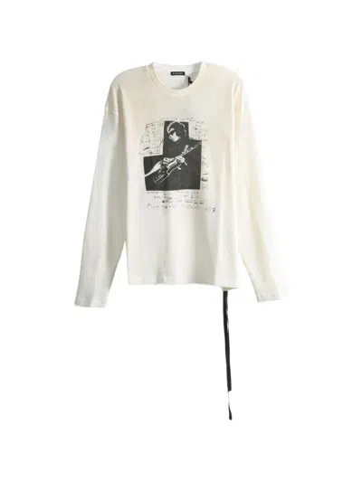Ann Demeulemeester Emil Graphic-print Waffle-knit T-shirt In Metallic