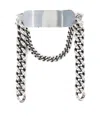 Ann Demeulemeester Engraved-plaque Silver Bracelet In Burgundy