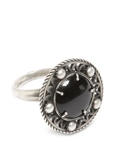 Ann Demeulemeester Engraved-detail Stone-embellished Ring In White