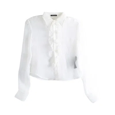 Pre-owned Ann Demeulemeester Erma Slim Fit Ruffled Shirt 'natural White' | Women's Size 38