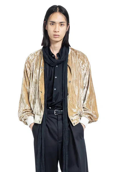 Ann Demeulemeester Esko Bomber In Froissé Velvet In Neutral