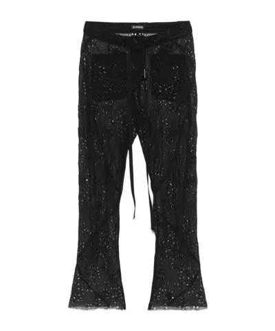 Ann Demeulemeester Esti Cropped Bias Cut Trousers In Black