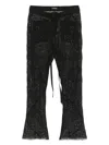 Ann Demeulemeester Esti Cropped Bias Cut Embroidered Trousers In Black