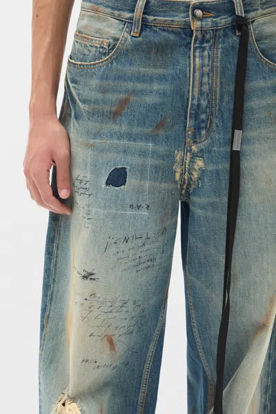 Ann Demeulemeester Evan 5 Pockets Straight Leg Loose Trousers In Blue