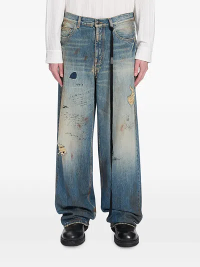 Ann Demeulemeester Evan Distressed Jeans In Blue