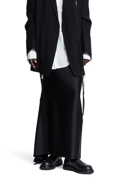 Ann Demeulemeester Eveline Long Bias Skirt In Cady Satin In Black