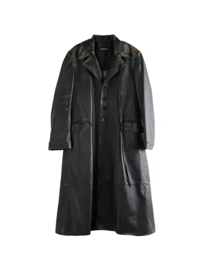 Ann Demeulemeester Faded-effect Leather Coat In Multi