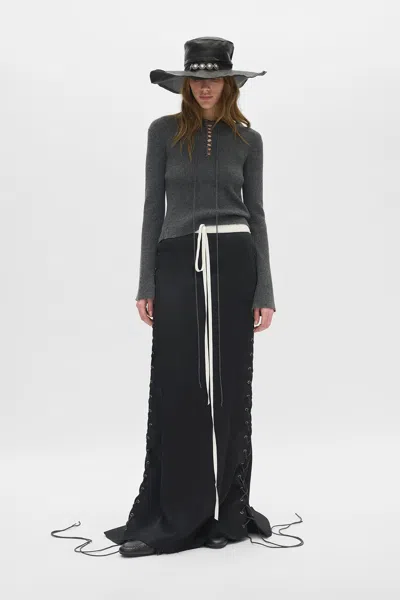 Ann Demeulemeester Fanja Cropped Laced Up Serafino Sweater In Multi