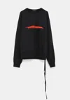 Ann Demeulemeester Feather-print Cotton Sweatshirt In Black