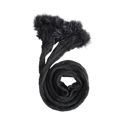 Pre-owned Ann Demeulemeester Feather Ruffles Rae Ribbed Scarf 'black' | Women's Size Onesize