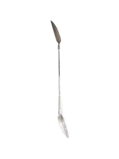 Ann Demeulemeester Feather-detail Lapel Pin In Metallic