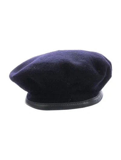Pre-owned Ann Demeulemeester Felt Barret Hat In Blue