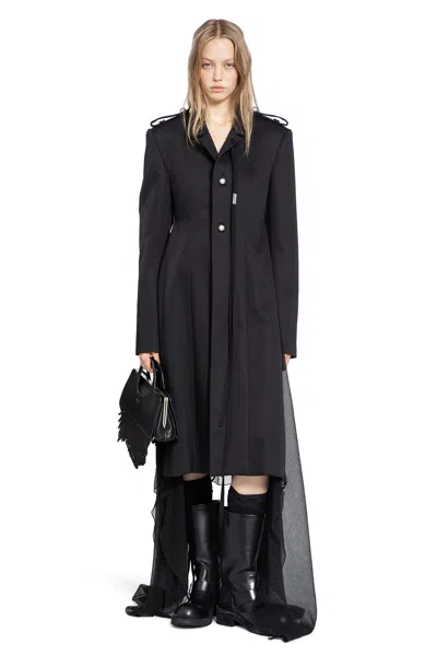 Ann Demeulemeester Fena Hybrid Overcoat In Black